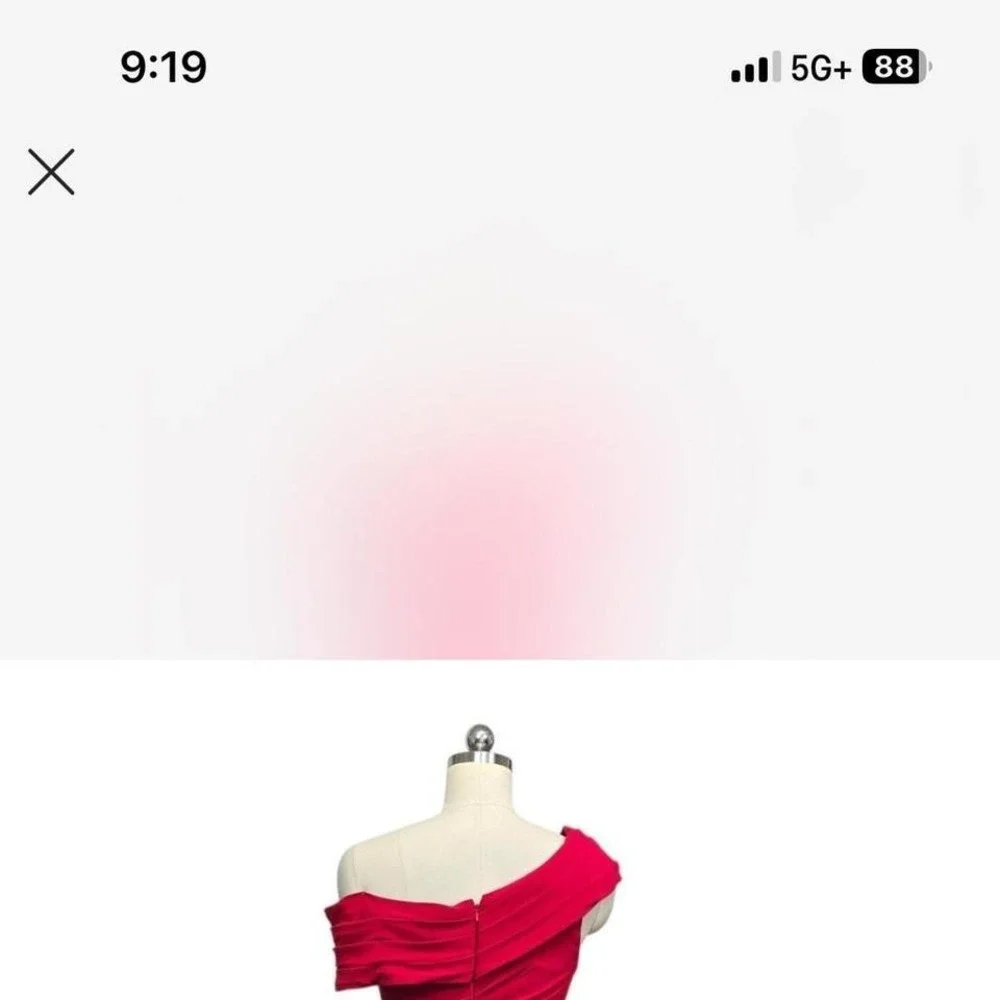M1. Mac Duggal Red off the shoulder maxi dress - Picture 3 of 5